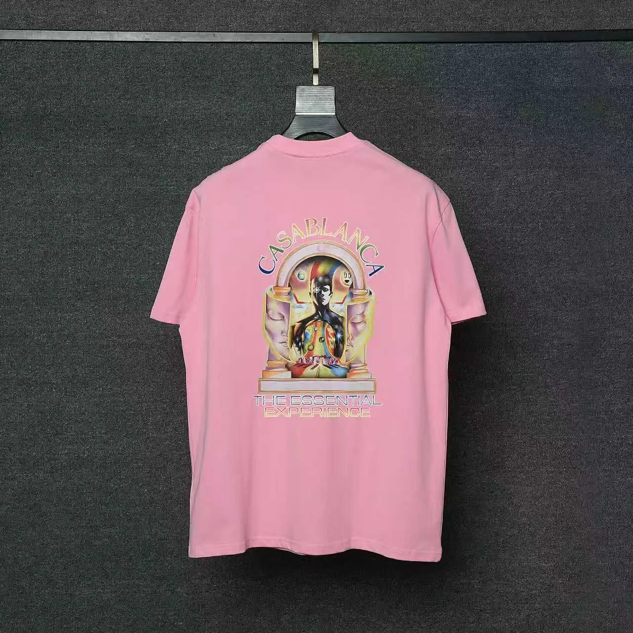 26ss CASABLANCA original printing process short-sleeved T-shirt original development using high-density double yarn pure cotton fabric upper body soft and comfortable color Black White Dark Green color Orange Pink Blue Royal Blue color cigarette powder 8 colors Sizes S M L XL